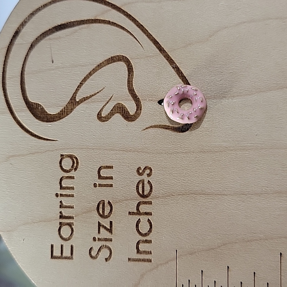 Frosted Donut Stud Earrings - Picture 3 of 6